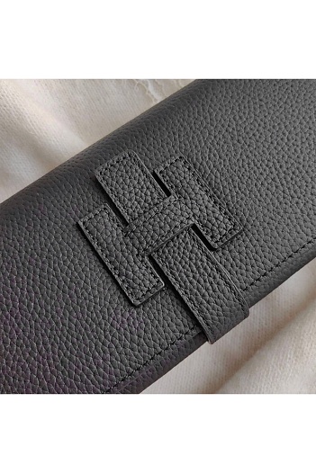 Кожаный клатч Hermes Jige Elan 20.5x9 см - Black   