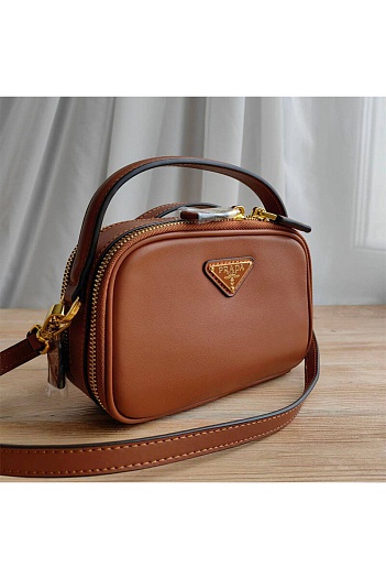 Кожаная сумка Prada Odette Mini Cognac 20x13 см   