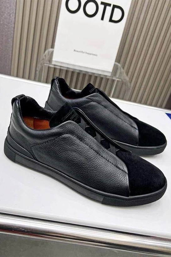 Мужские кроссовки Ermenegildo Zegna Triple Stitch - Black