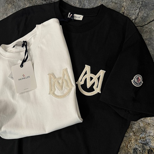 Мужская белая футболка Moncler monogram   