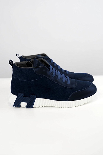 Кроссовки с мехом Hermes Bouncing high-top - Navy   
