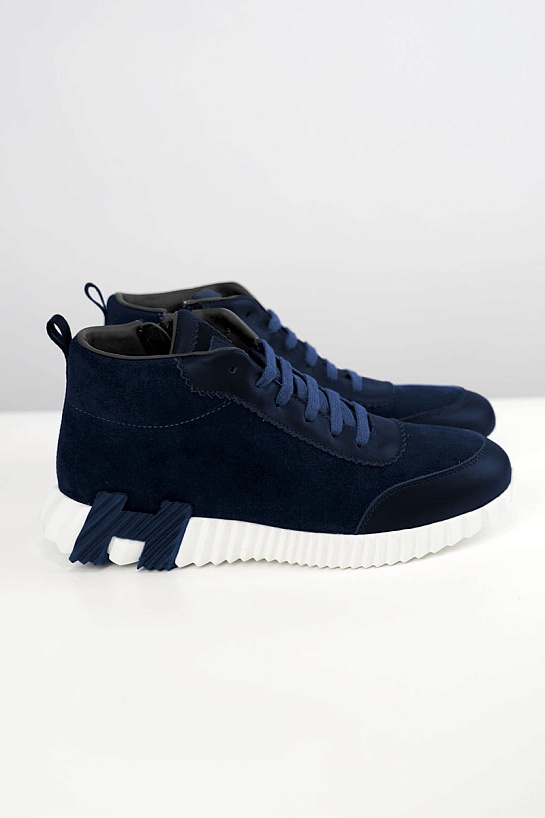 Кроссовки с мехом Hermes Bouncing high-top - Navy