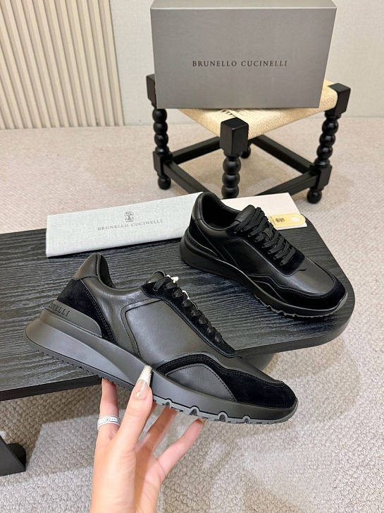 Мужские кожаные кроссовки Brunello Cucinelli