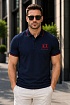 Тёмно-синее поло Armani Exchange embroidered-logo