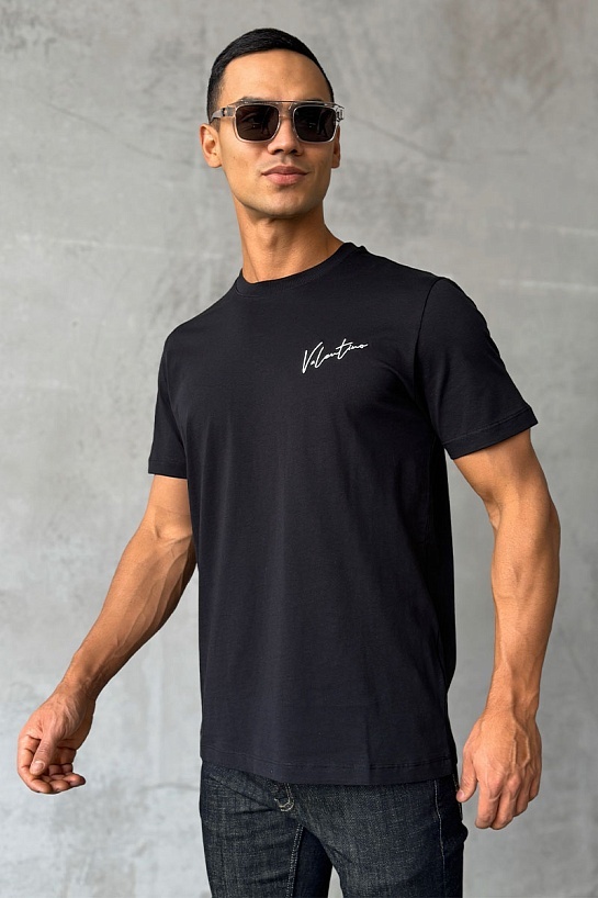 Мужская чёрная футболка Valentino VLogo Signature