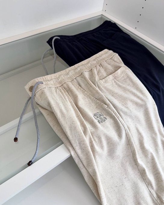 Льняные штаны Brunello Cucinelli Premium - Navy