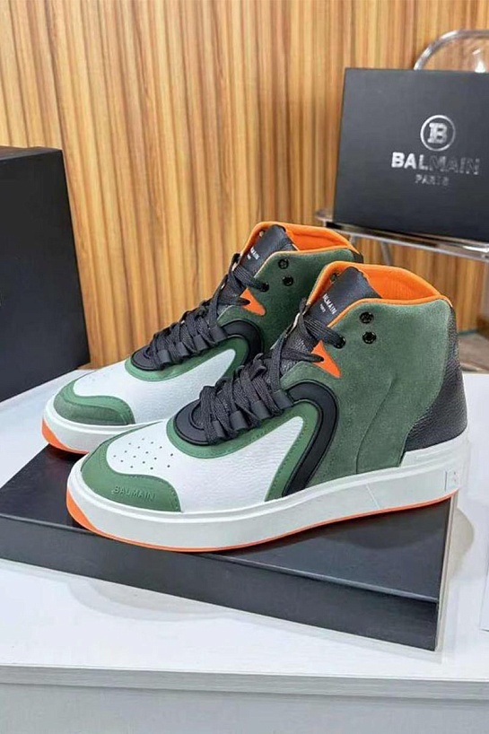 Кроссовки Balmain B-Skate High-Top - Green / White
