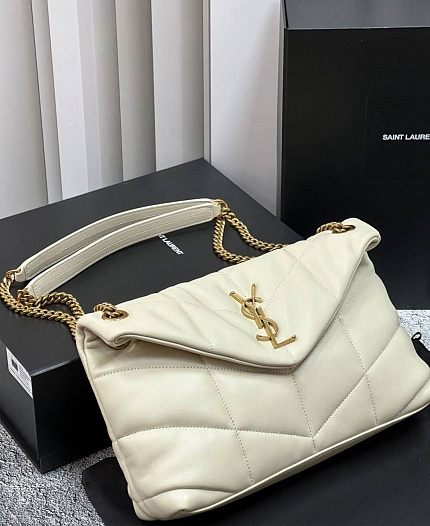 Женская кожаная сумка Yves Saint Laurent Loulou Premium 28x17x9 см - White   