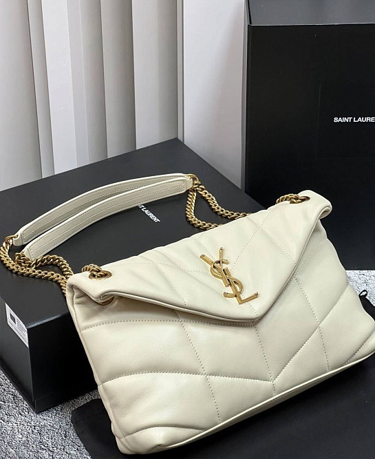 Женская кожаная сумка Yves Saint Laurent Loulou Premium 28x17x9 см - White