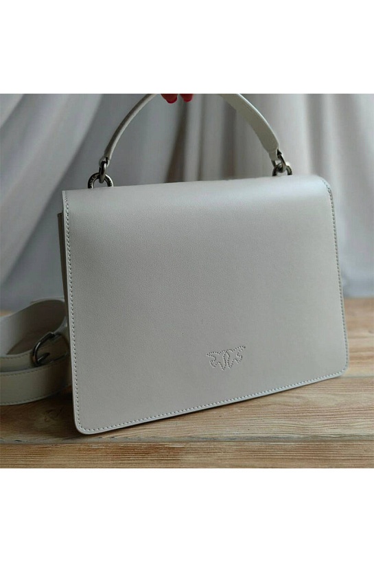 Кожаная сумка Love 25x18 см - White / Silver