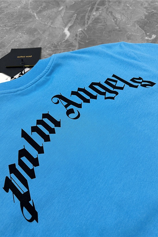 Голубая оверсайз футболка Palm Angels Leopard Bear