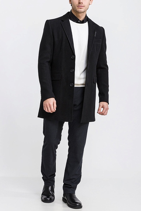Чёрное мужское пальто Burberry logo label