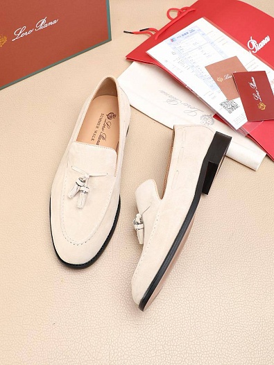 Замшевые лоферы Loro Piana tassel - Beige   