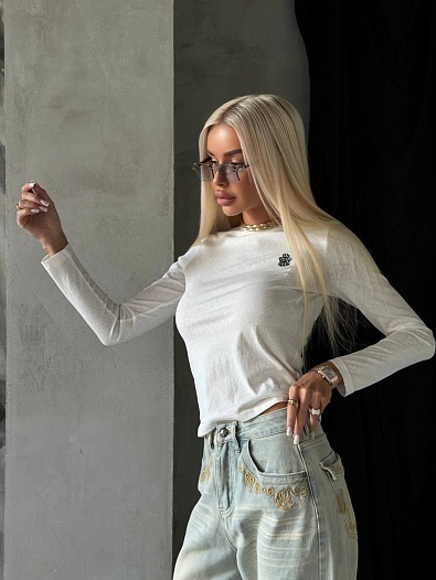 Женский белый лонгслив Chrome Hearts premium   