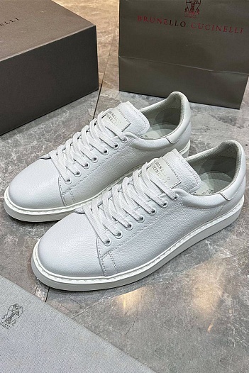 Мужские кроссовки Brunello Cucinelli grain leather - White   
