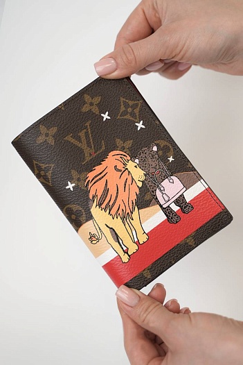 Кожаная обложка на паспорт Louis Vuitton Monogram 10х14 см   