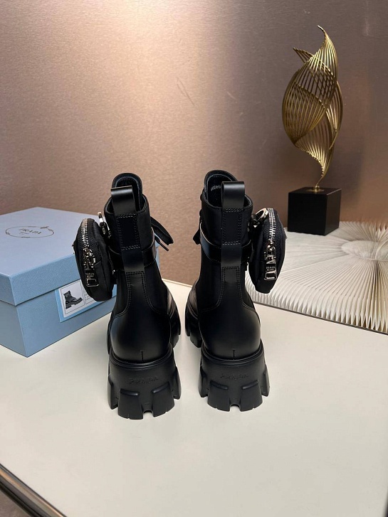 Кожаные женские ботинки Prada premium - Black