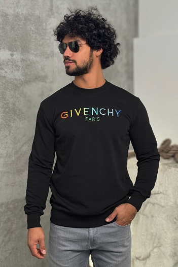 Мужской чёрный свитшот Givenchy Paris logo-embroidered   