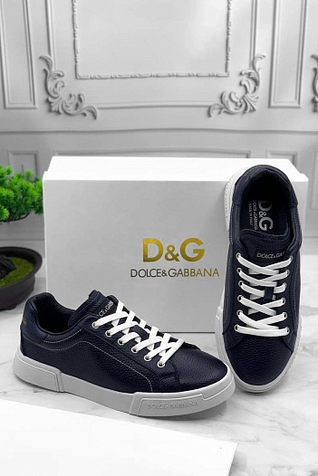 Кожаные кроссовки Dolce & Gabbana Portofino - Navy / White   