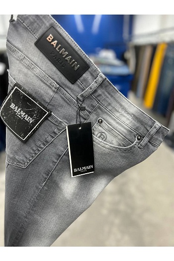 Мужские серые джинсы Balmain Paris   