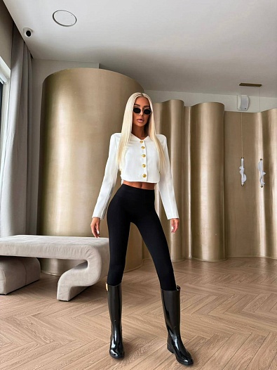 Женский укороченный пиджак Louis Vuitton premium - White   