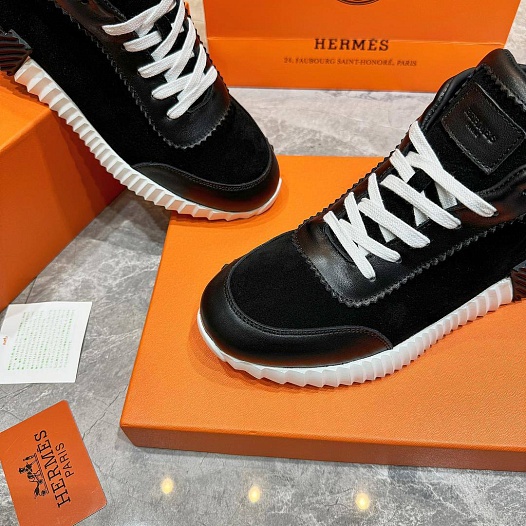 Кроссовки с мехом Hermes Bouncing high-top - Black / White   