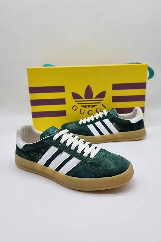 Женские кроссовки Gucci x Adidas Gazelle Collaboration - Green