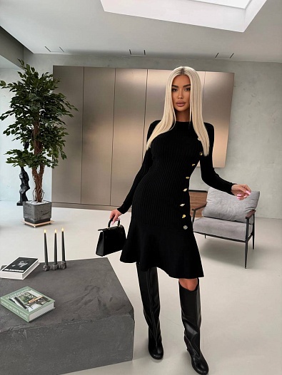 Женское трикотажное платье Schiaparelli premium - Black   