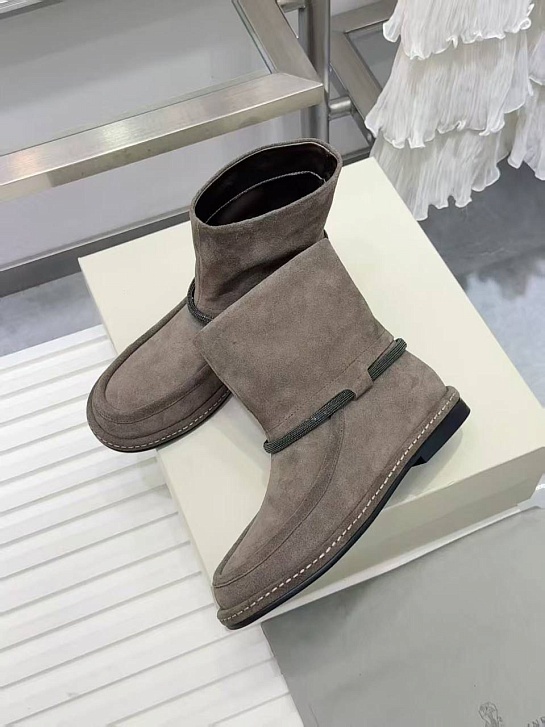 Женские замшевые сапоги Brunello Cucinelli premium - Beige