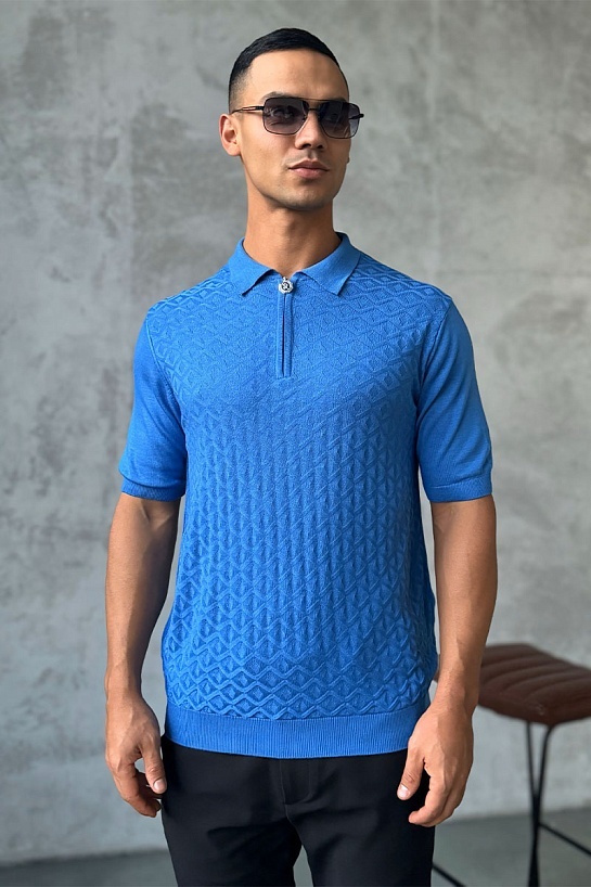 Мужское поло Stefano Ricci голубого цвета