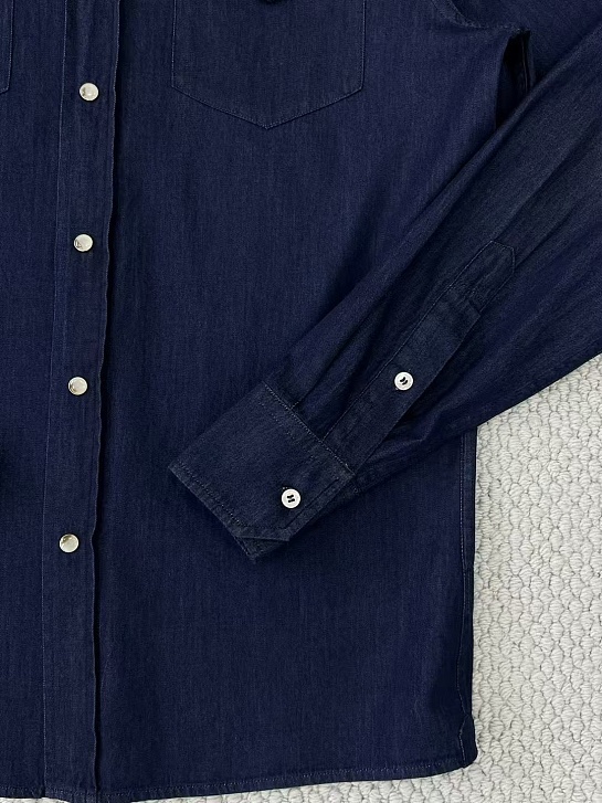 Мужская тёмно-синяя рубашка Brunello Cucinelli Premium