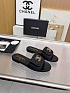 Женские кожаные шлёпанцы Chanel premium