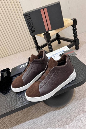 Кроссовки с мехом Ermenegildo Zegna Triple Stitch high-top   