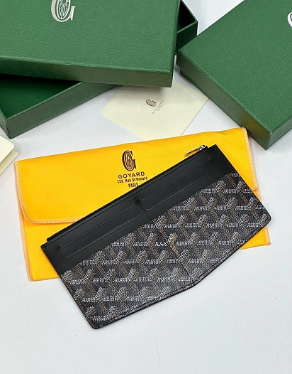 Кожаный кошелек Goyard Insert Louise Premium 21x11см - Black   