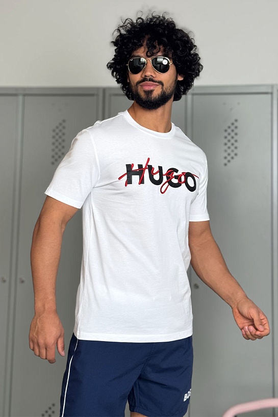 Футболка белого цвета Hugo Boss Dakaishi double logo