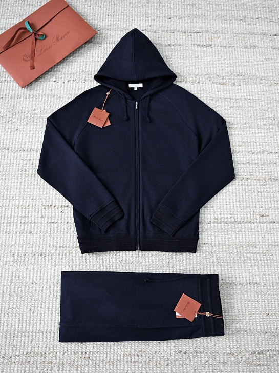 Тёмно-синяя кофта на молнии Loro Piana premium