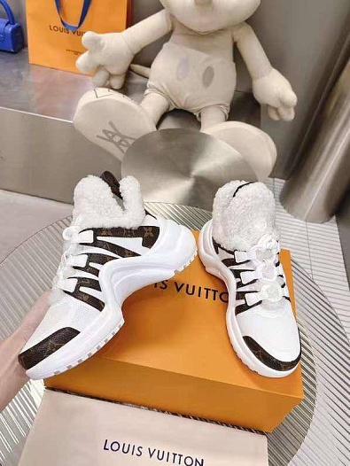 Женские кожаные кроссовки с мехом Louis Vuitton Archlight   