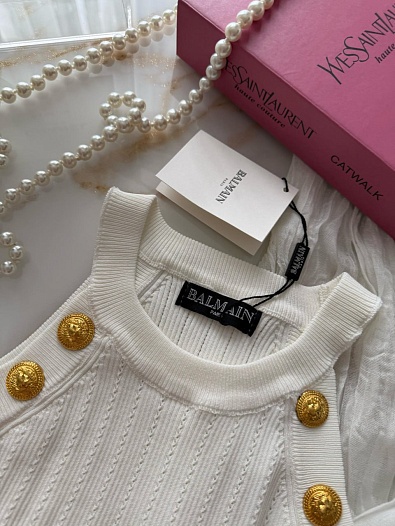 Женский топ белого цвета Balmain   