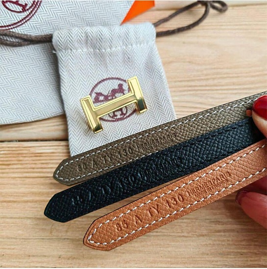 Кожаный ремень Hermes (длина 80 / 85 см)