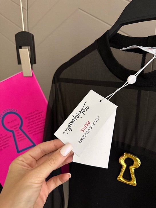 Женский лонгслив Schiaparelli с микро-сеткой чёрного цвета