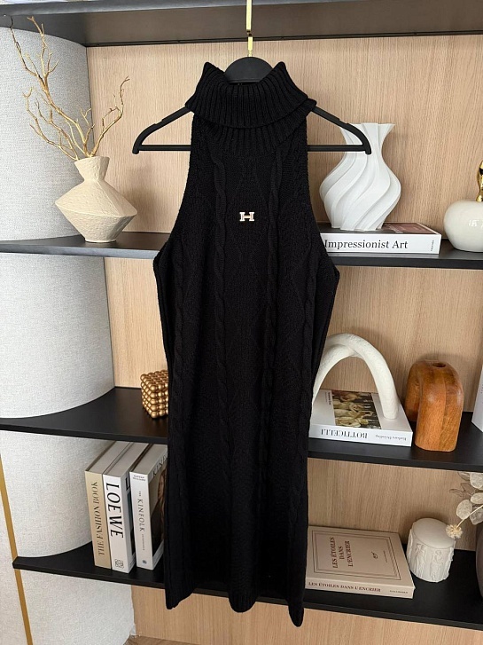 Женское вязаное платье Hermes Premium - Black
