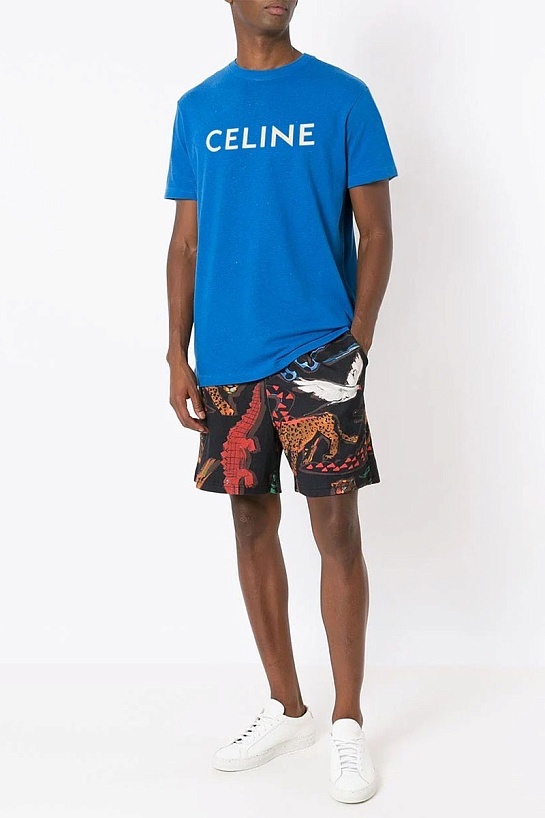 Мужская синяя футболка Celine logo-print