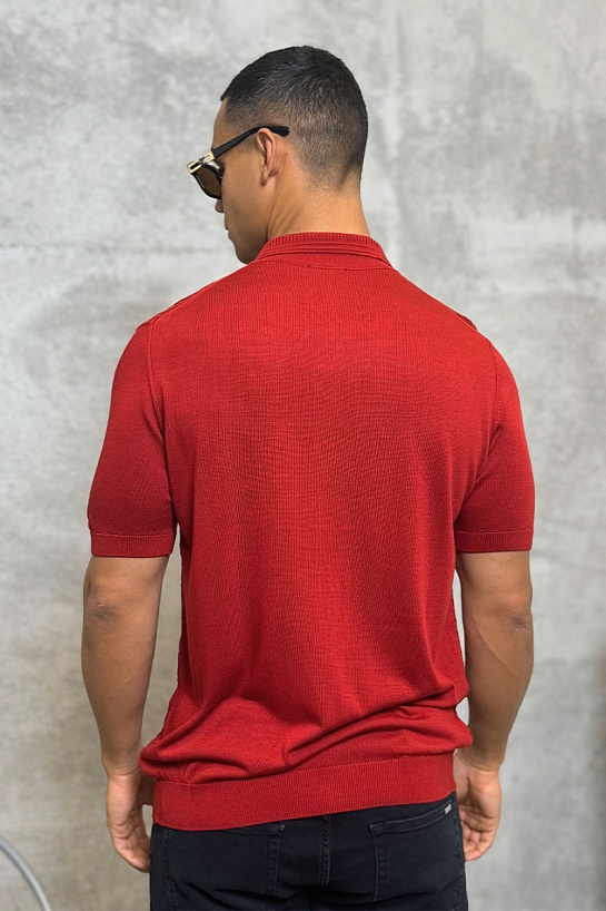 Мужское поло красного цвета Zilli zip neck