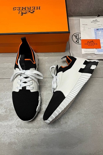 Мужские комбинированные кроссовки Hermes Depart - Black / White   