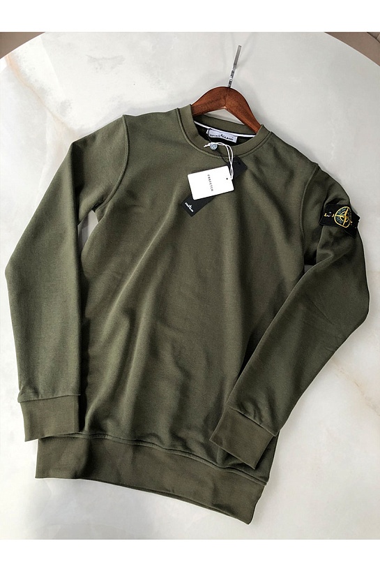 Мужской зелёный свитшот Stone Island с патчем на плече