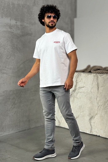 Белая оверсайз футболка Wooyoungmi logo patch   