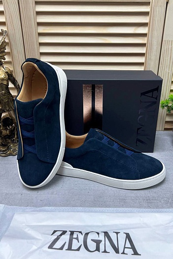 Замшевые кроссовки Ermenegildo Zegna Triple Stitch low-top - Navy   