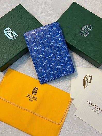 Кожаная обложка для паспорта Goyard Grenelle premium 14x10 см   