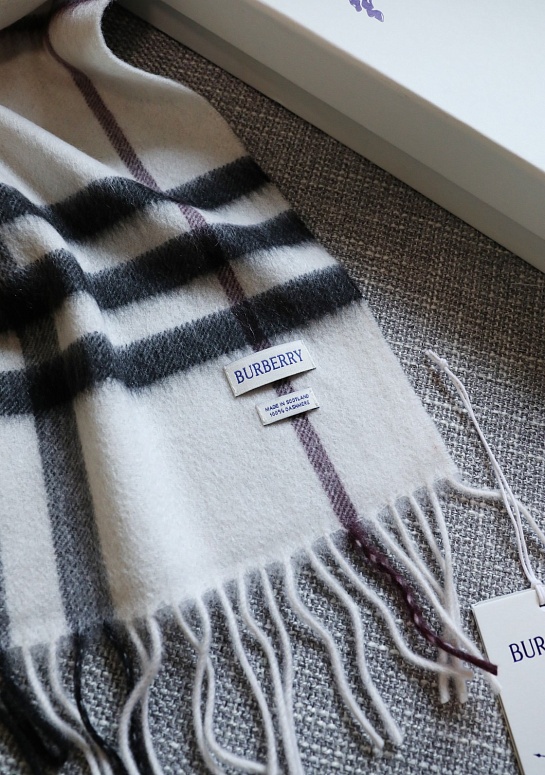 Шарф Burberry two-tone Check premium 168x30 см - White