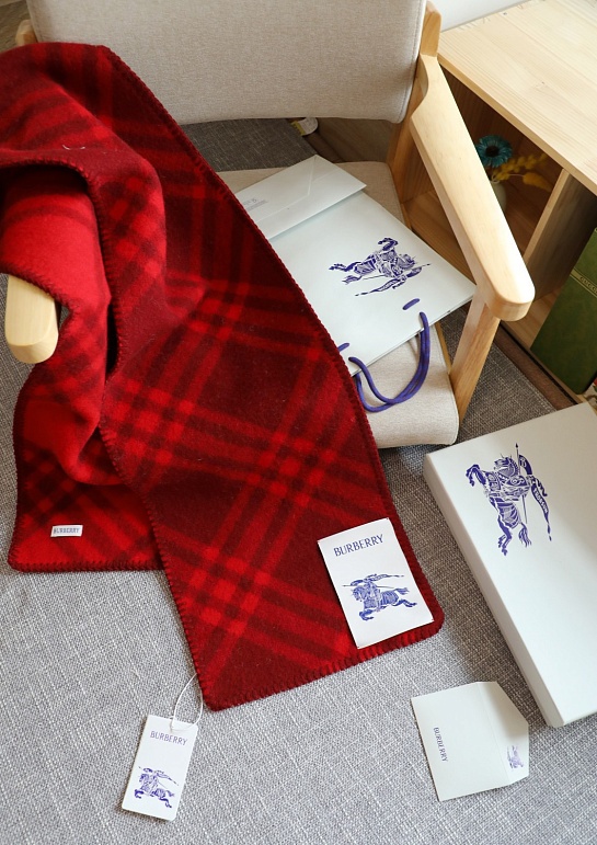 Шарф Burberry Check premium 182x30 см - Red